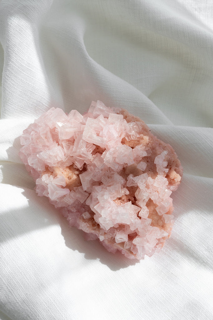 Pink Halite Cluster Specimen Crystal