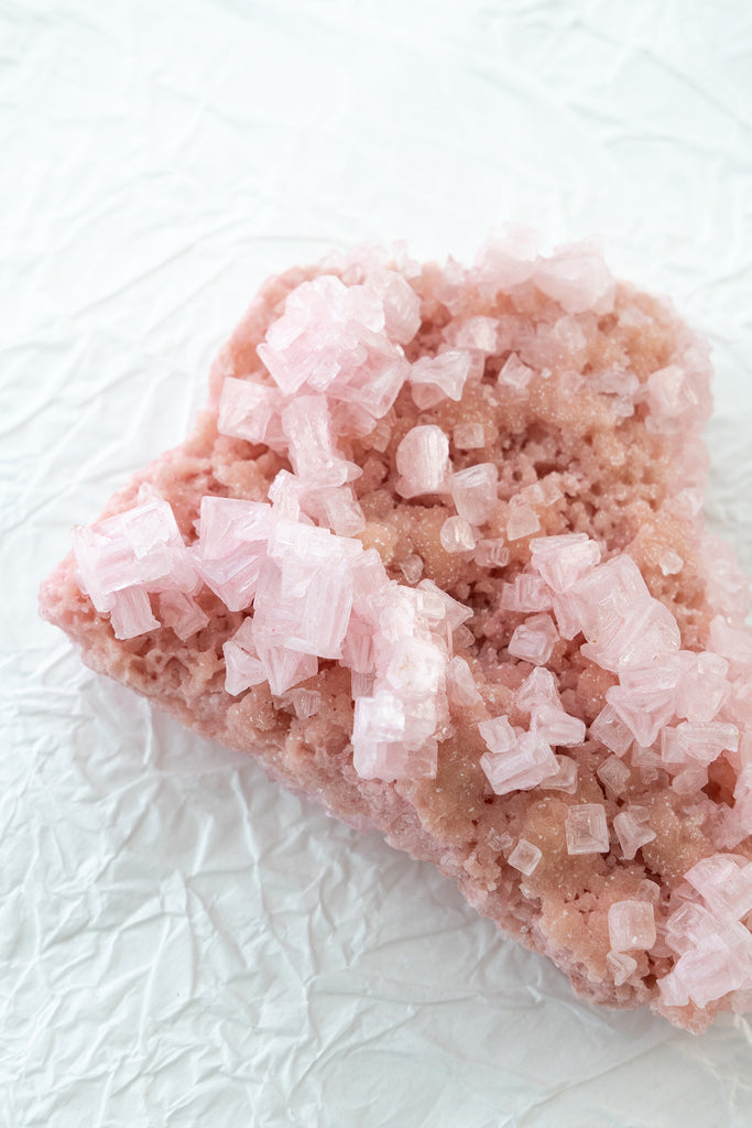 Pink Halite Cluster Specimen Crystal