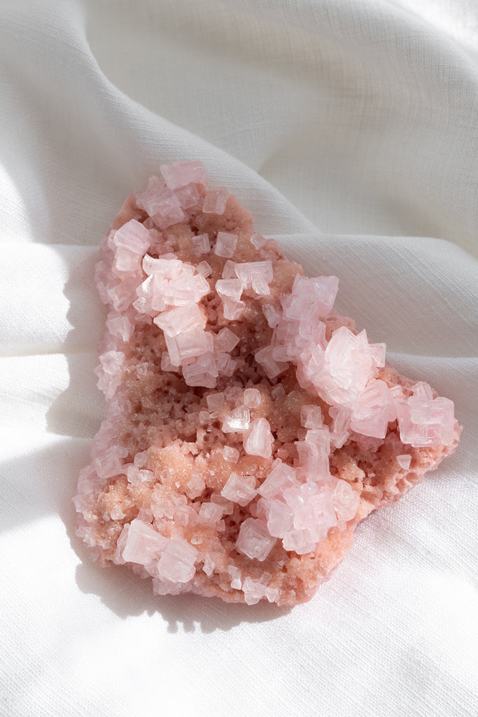 Pink Halite Cluster Specimen Crystal