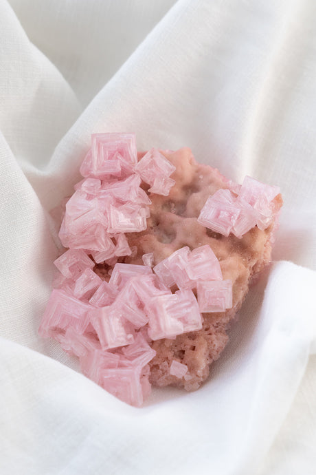 Pink Halite Cluster Specimen Crystal