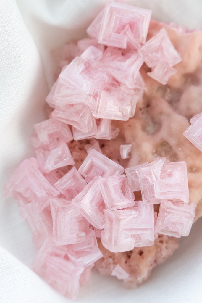 Pink Halite Cluster Specimen Crystal