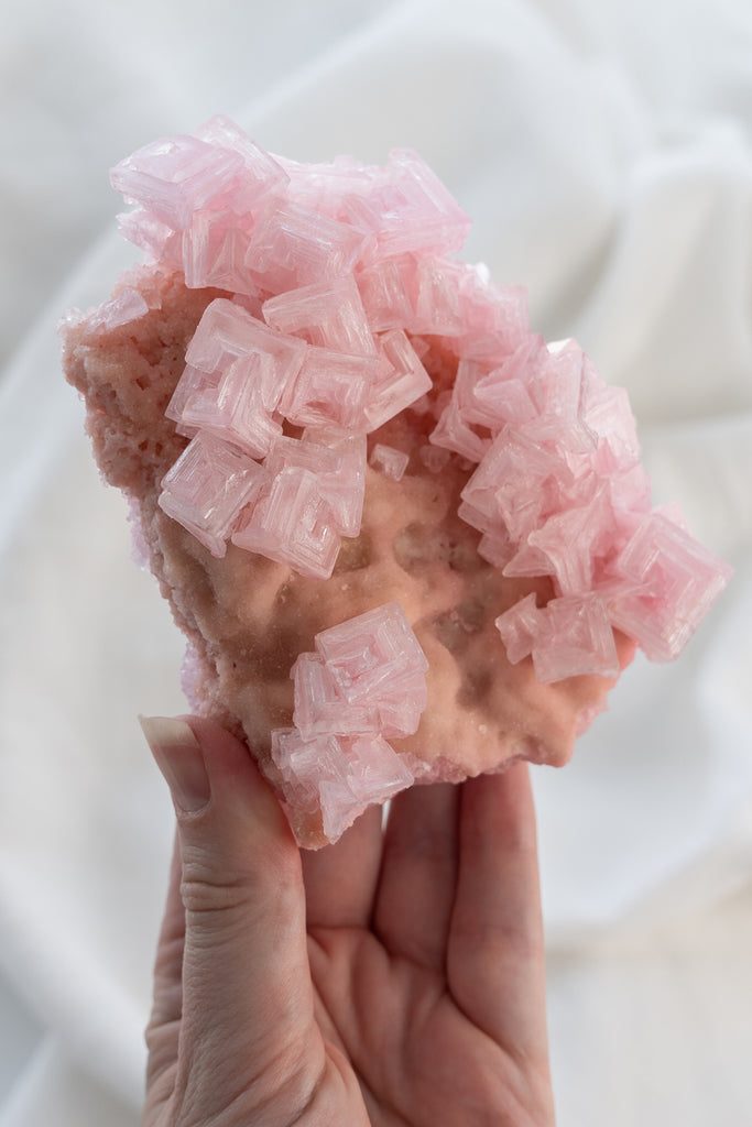 Pink Halite Cluster Specimen Crystal