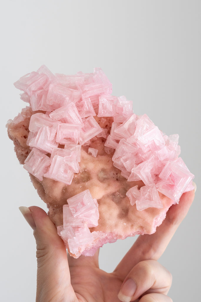 Pink Halite Cluster Specimen Crystal