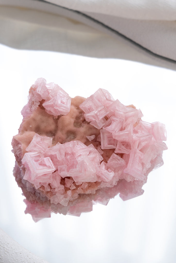 Pink Halite Cluster Specimen Crystal