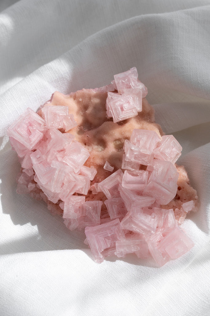 Pink Halite Cluster Specimen Crystal