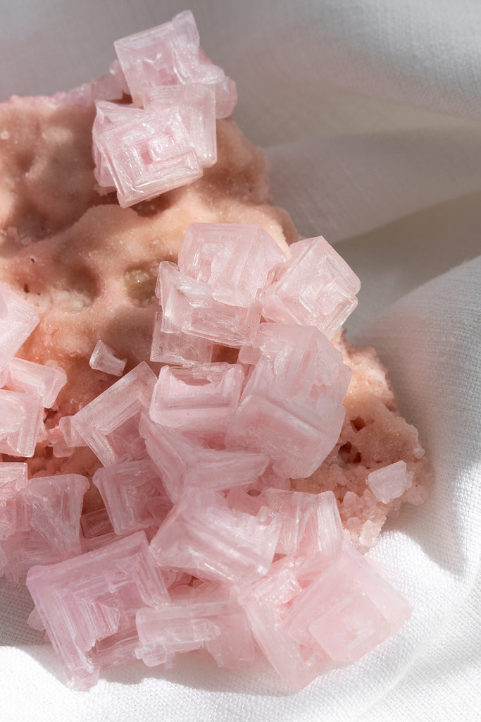 Pink Halite Cluster Specimen Crystal