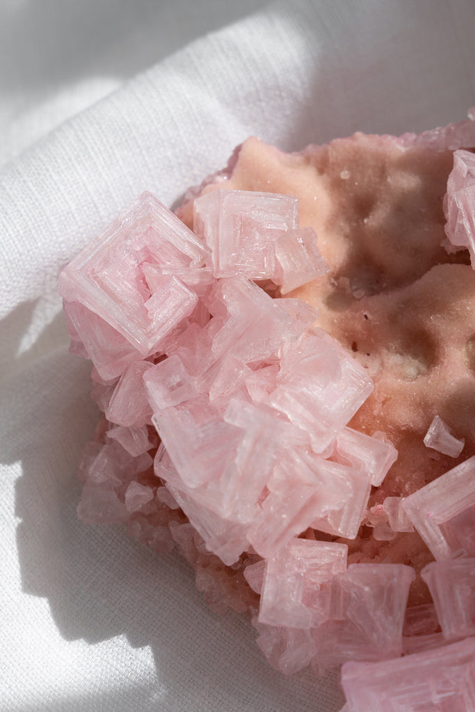 Pink Halite Cluster Specimen Crystal