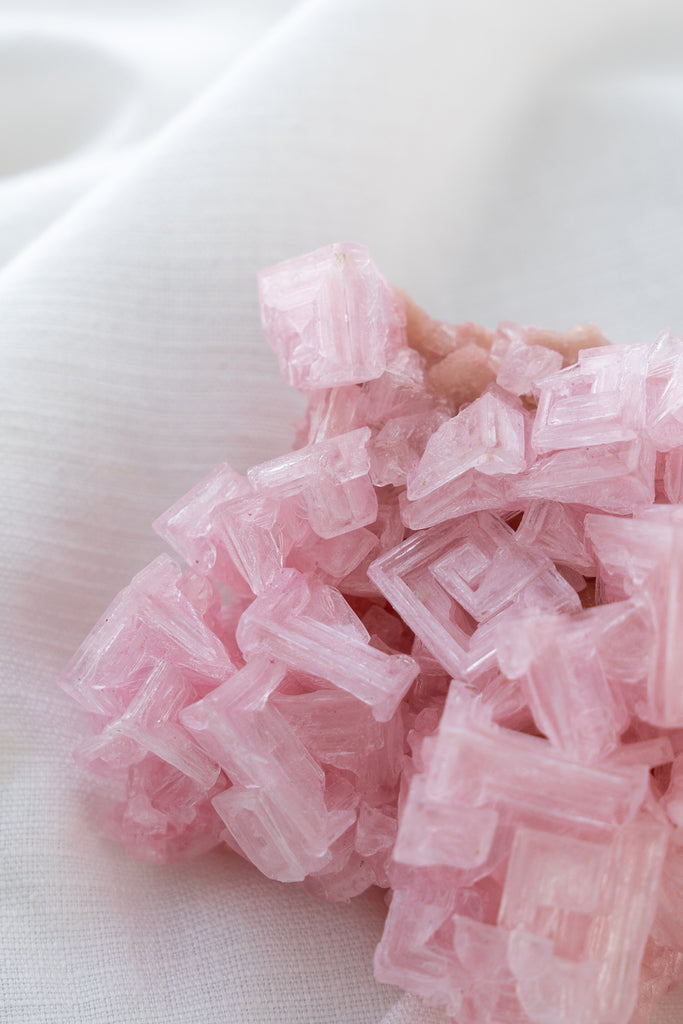 Pink Halite Cluster Specimen Crystal