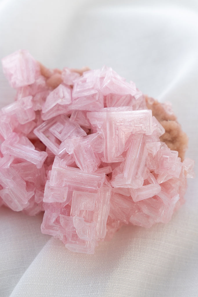 Pink Halite Cluster Specimen Crystal