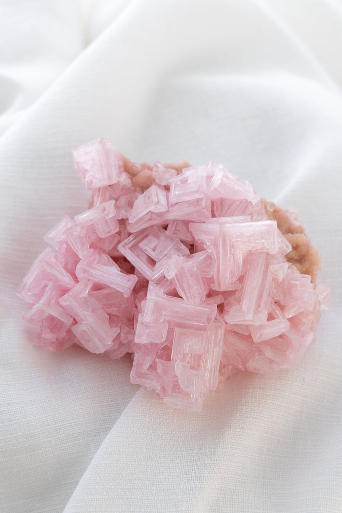 Pink Halite Cluster Specimen Crystal
