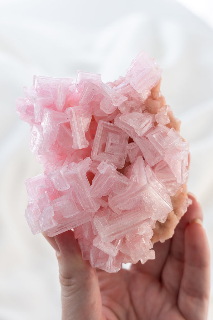 Pink Halite Cluster Specimen Crystal