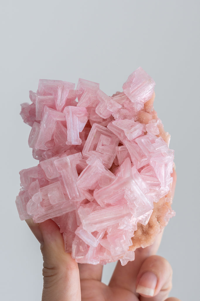 Pink Halite Cluster Specimen Crystal