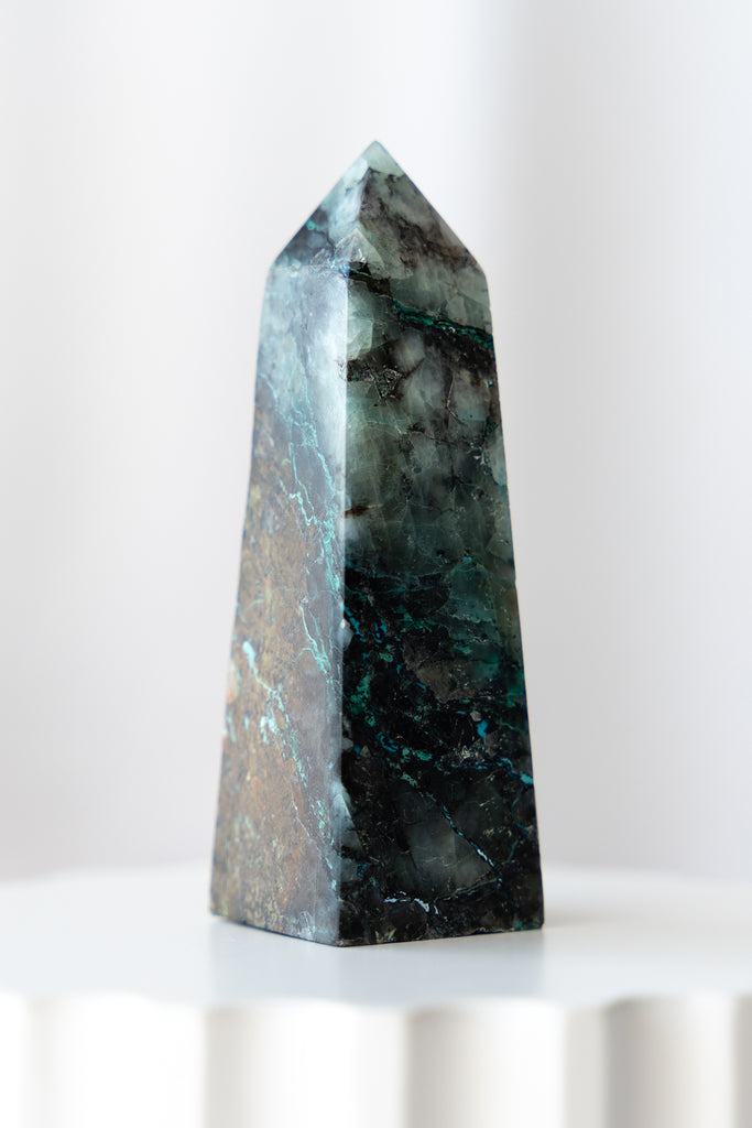 chrysocolla quartz point