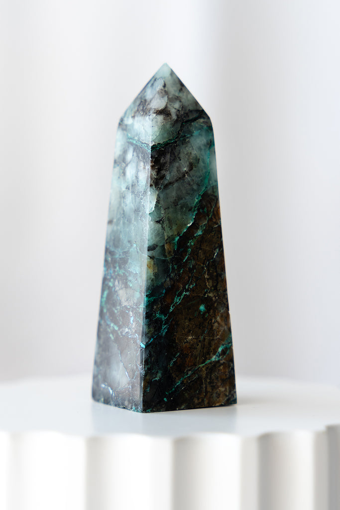 chrysocolla quartz point