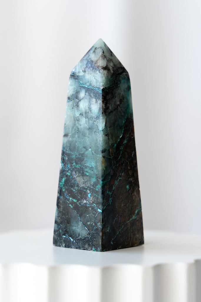 chrysocolla quartz point
