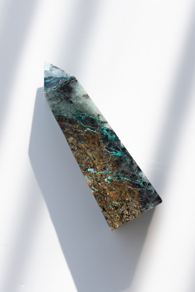 chrysocolla quartz point