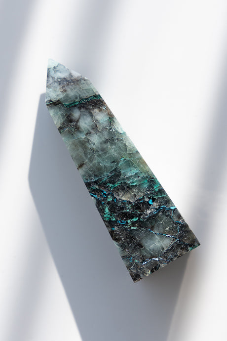 chrysocolla quartz point