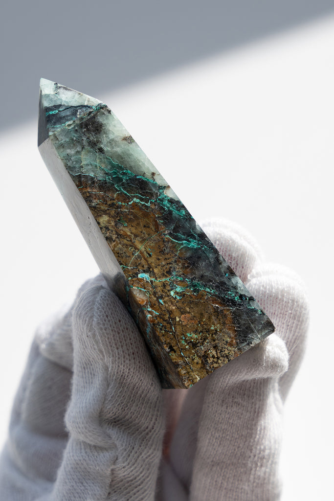 chrysocolla quartz point