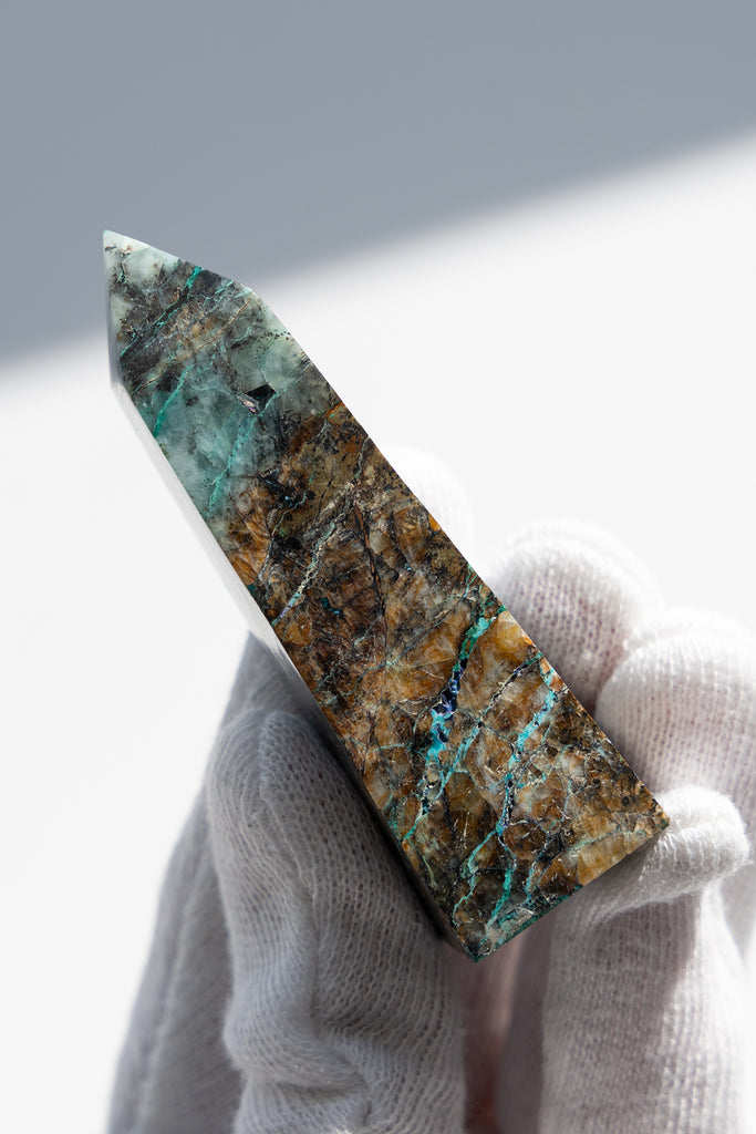 chrysocolla quartz point