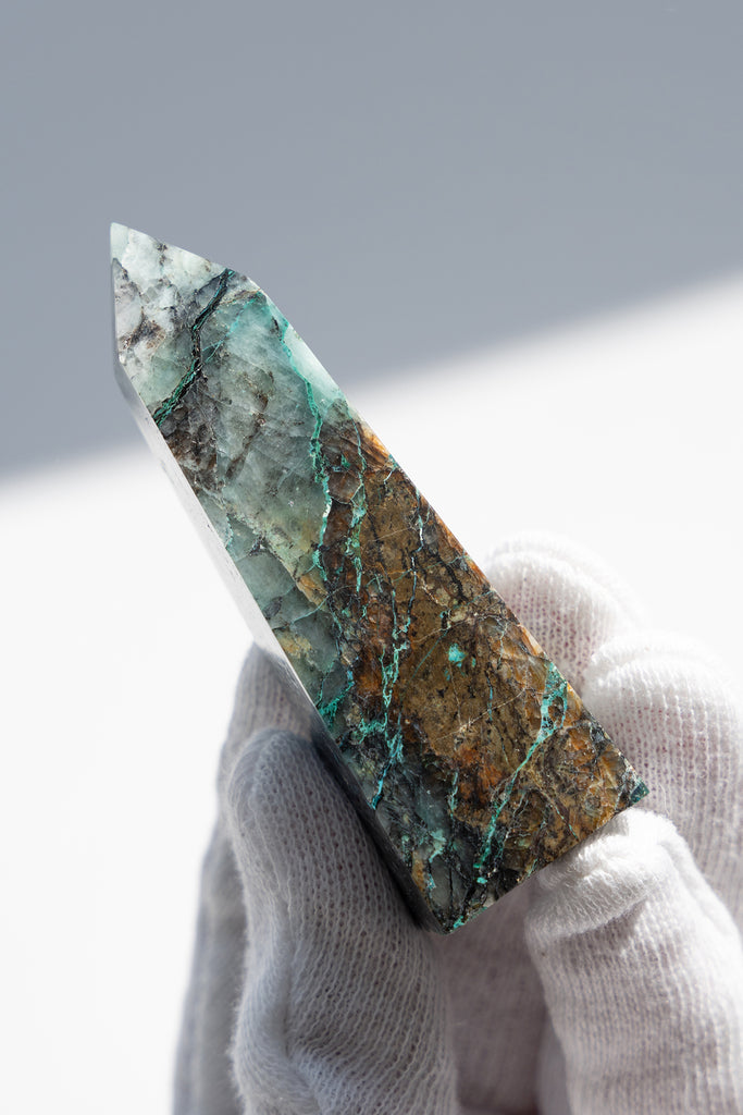 chrysocolla quartz point
