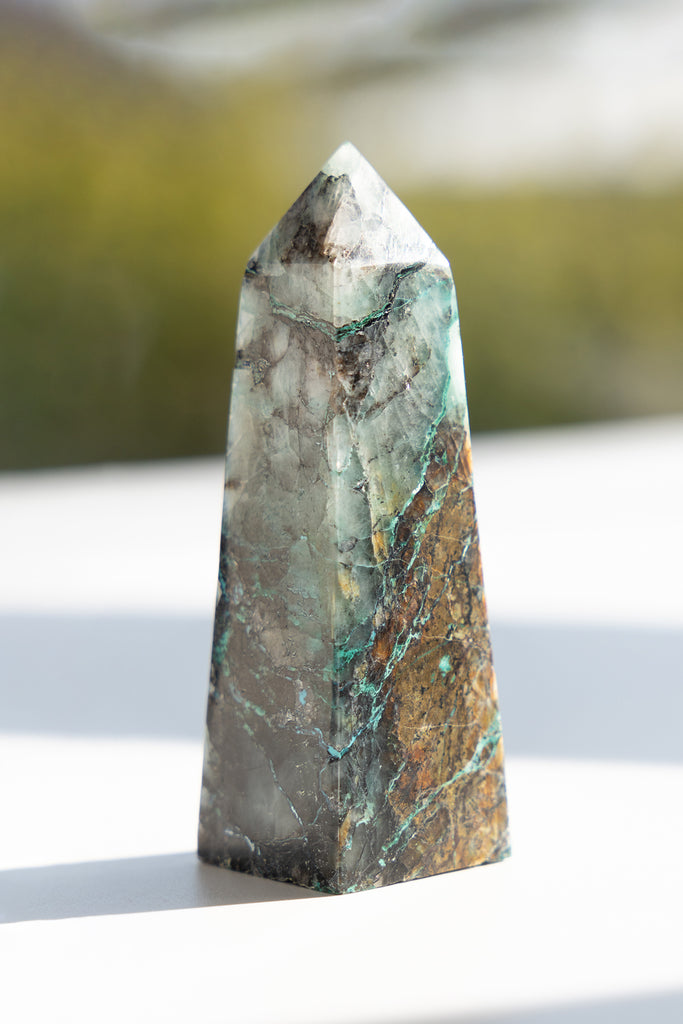chrysocolla quartz point