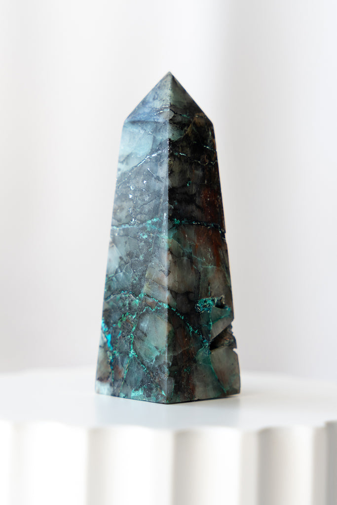 chrysocolla quartz point