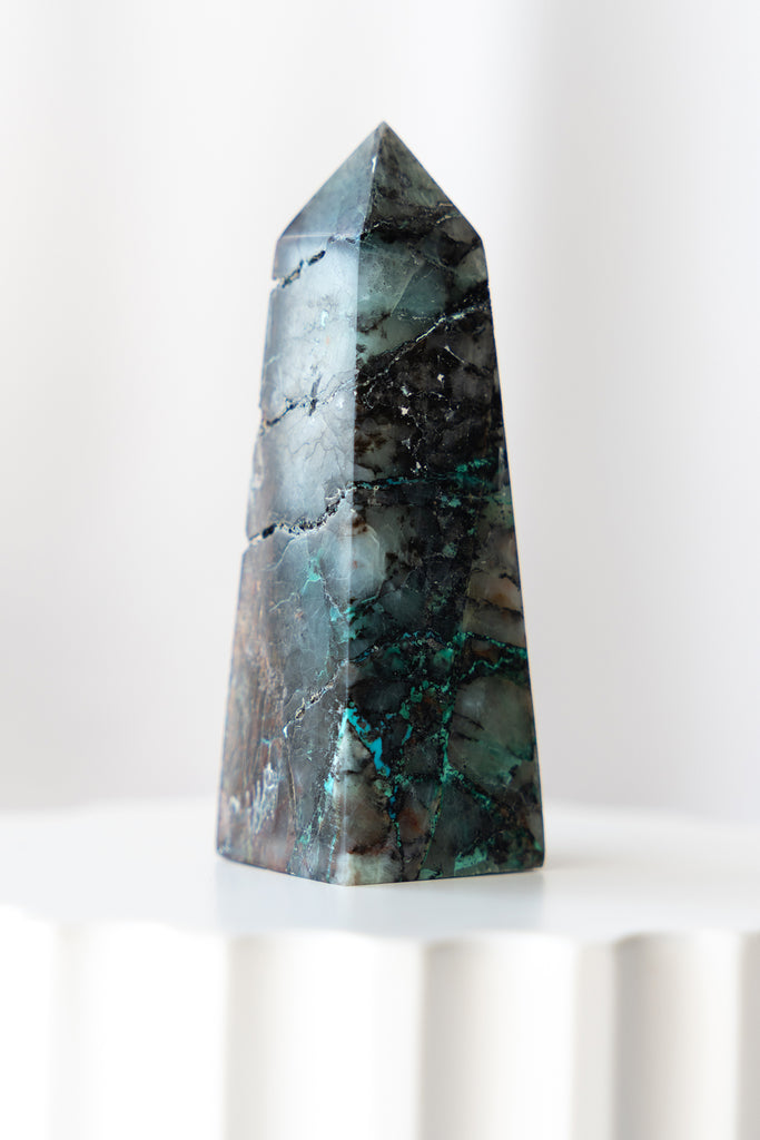 chrysocolla quartz point