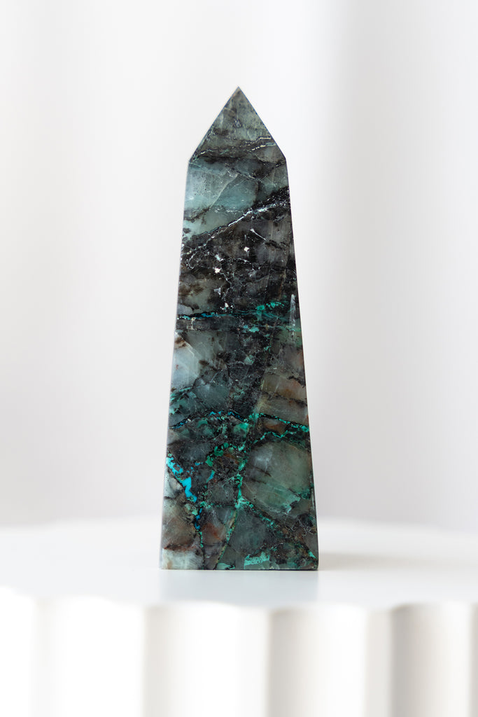 chrysocolla quartz point