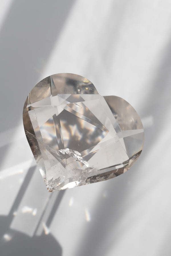Clear Quartz Faceted Heart On Stand - 200g
