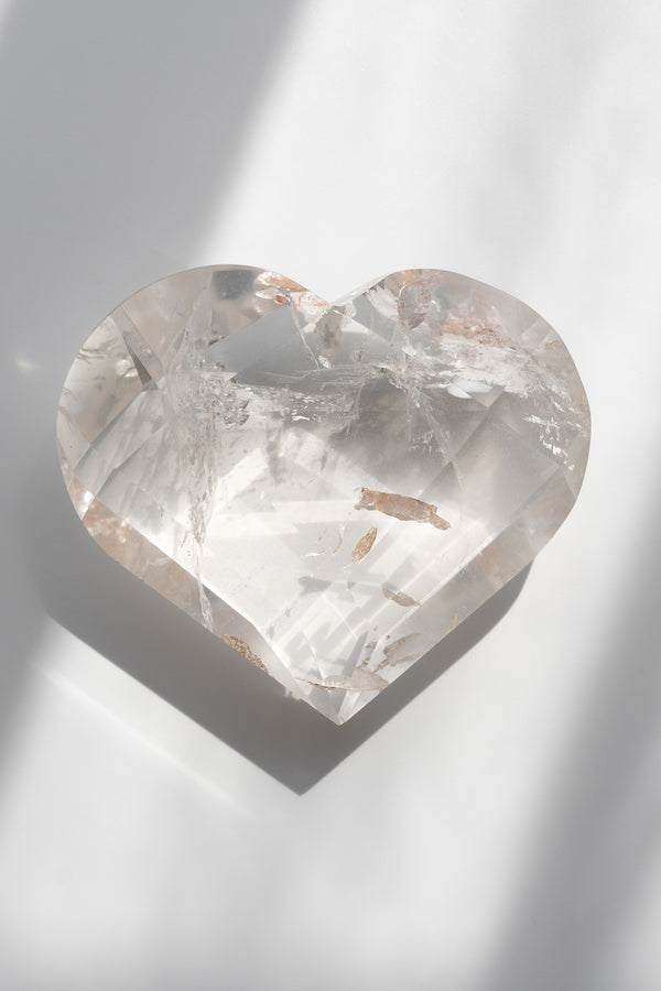 Clear Quartz Faceted Heart On Stand - 322g