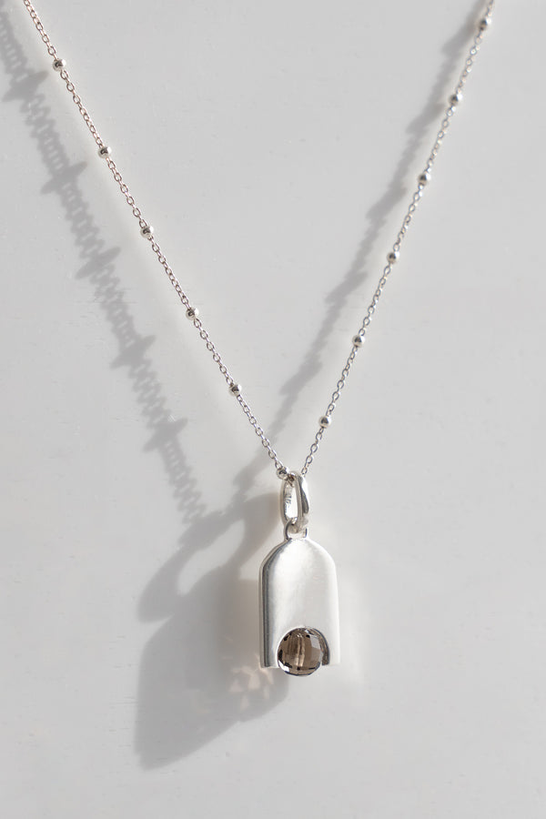 Smoky Quartz Cove Pendant Necklace Sterling Silver