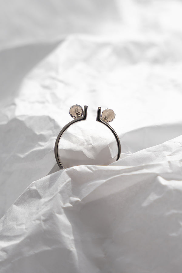 Smoky Quartz Balance Ring Sterling Silver