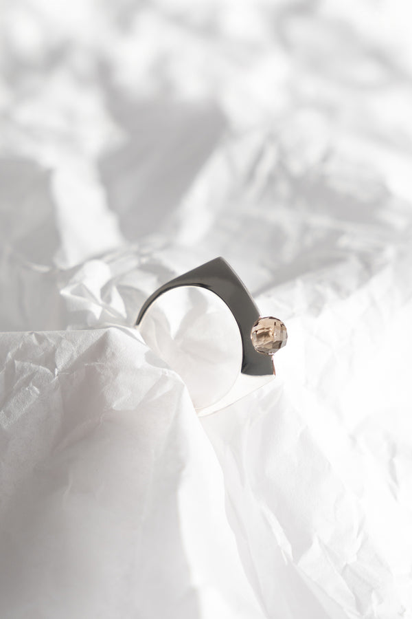 Smoky Quartz Point Ring Sterling Silver