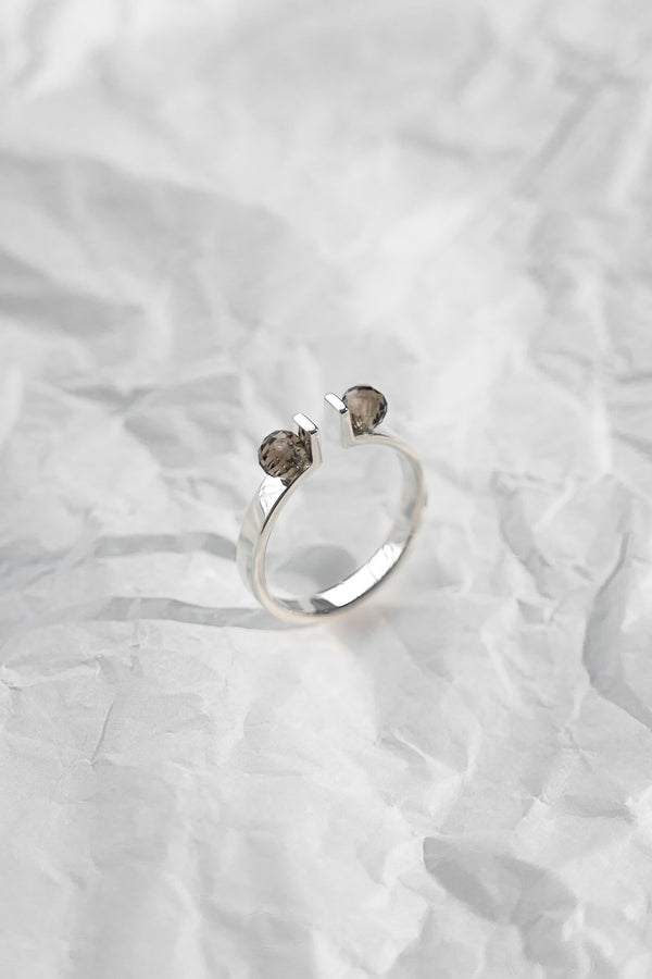 Smoky Quartz Balance Ring Sterling Silver