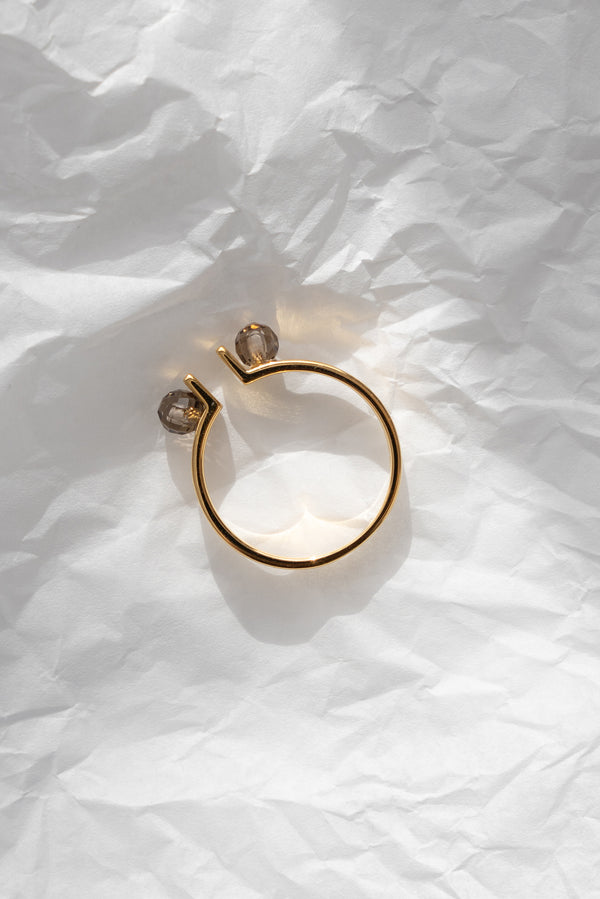 Smoky Quartz Balance Ring 18k Gold Vermeil