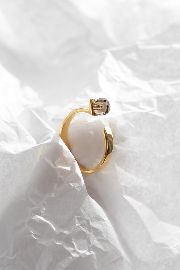 Smoky Quartz Flow Ring 18k Gold Vermeil