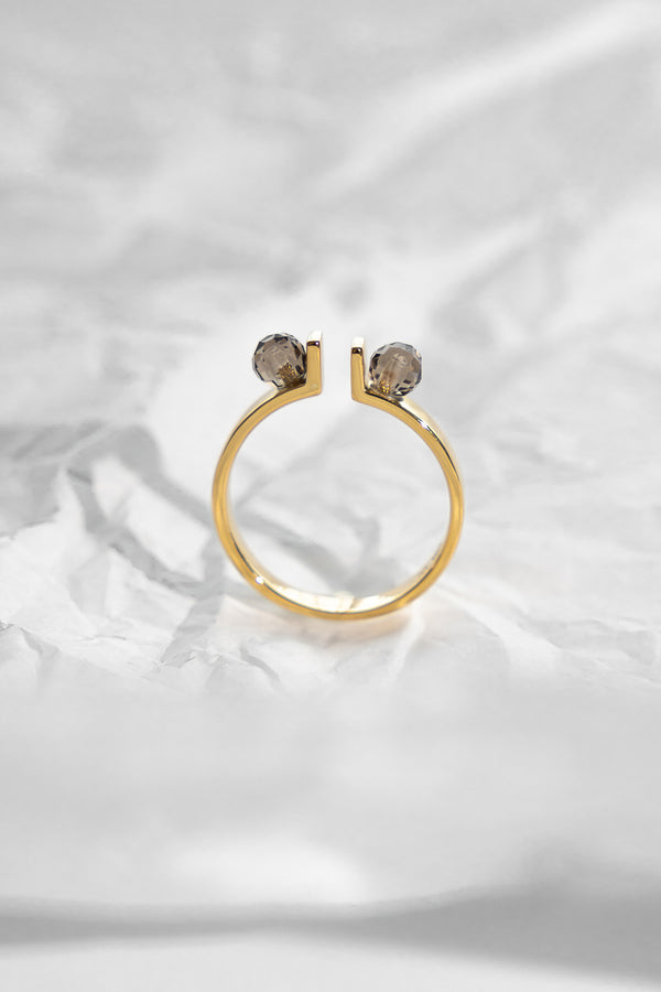 Smoky Quartz Balance Ring 18k Gold Vermeil