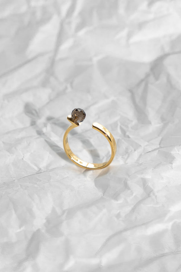 Smoky Quartz Flow Ring 18k Gold Vermeil