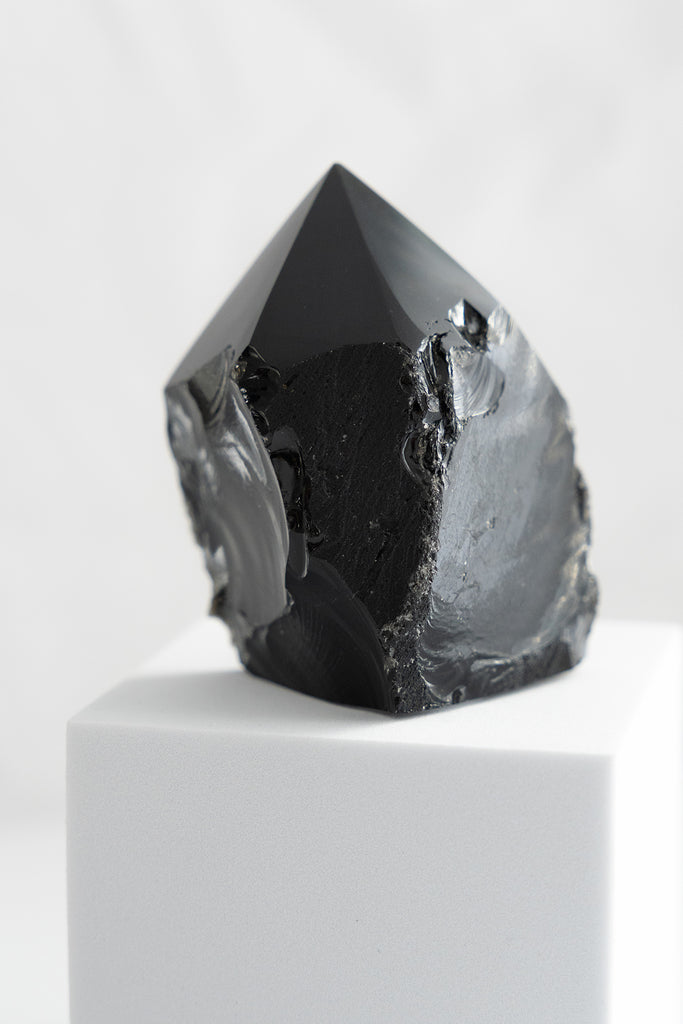 Black Obsidian Half-Polished Point