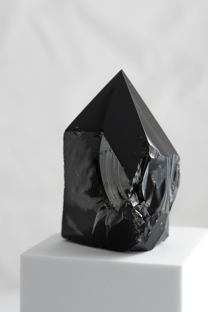 Black Obsidian Half-Polished Point