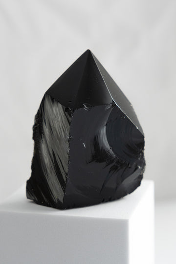 Black Obsidian Half-Polished Point