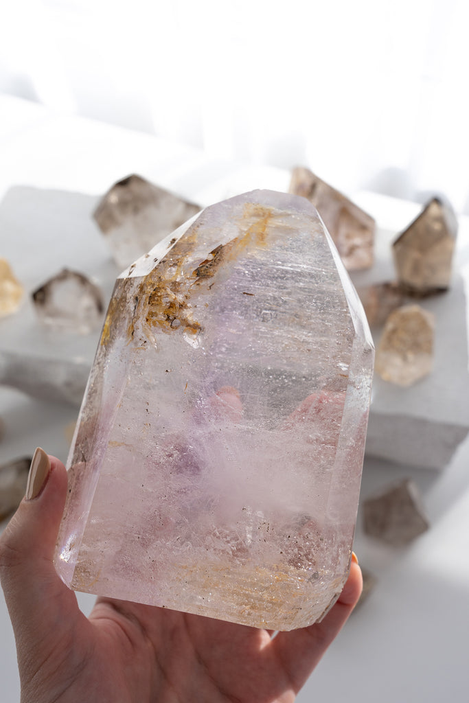 Included Quartz Freeform Point with Amethyst