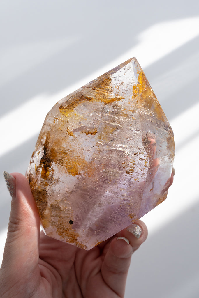 Included Quartz with Amethyst Faceted Freeform