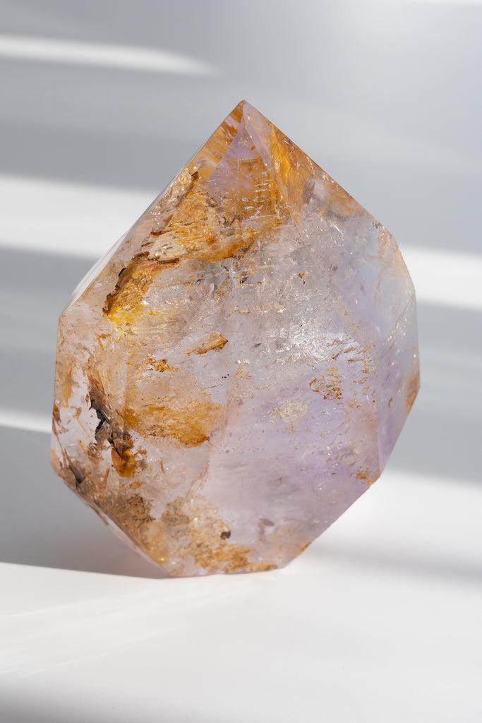 Included Quartz with Amethyst Faceted Freeform