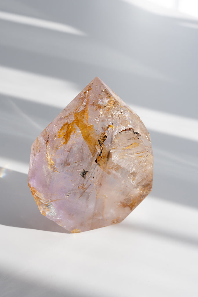 Included Quartz with Amethyst Faceted Freeform