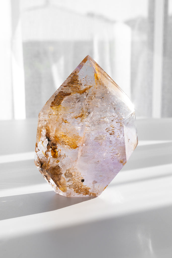 Included Quartz with Amethyst Faceted Freeform