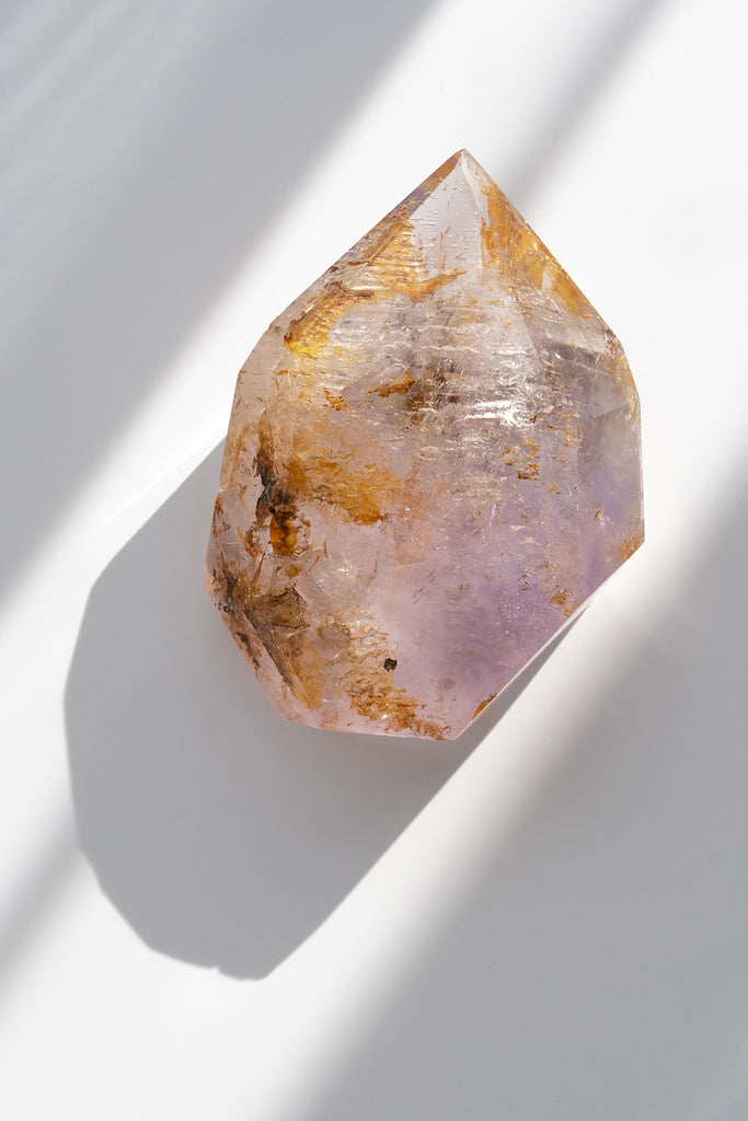 Included Quartz with Amethyst Faceted Freeform