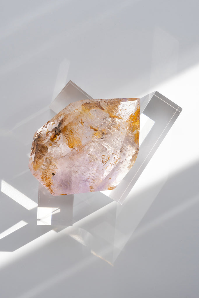 Included Quartz with Amethyst Faceted Freeform