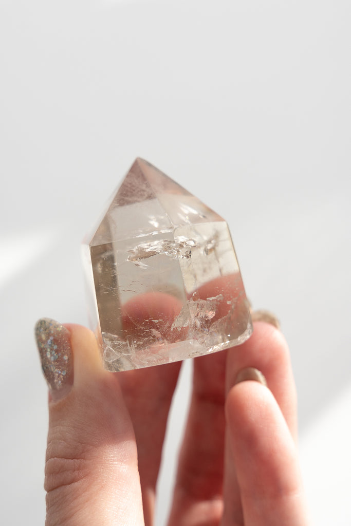 smokey quartz point rainbow