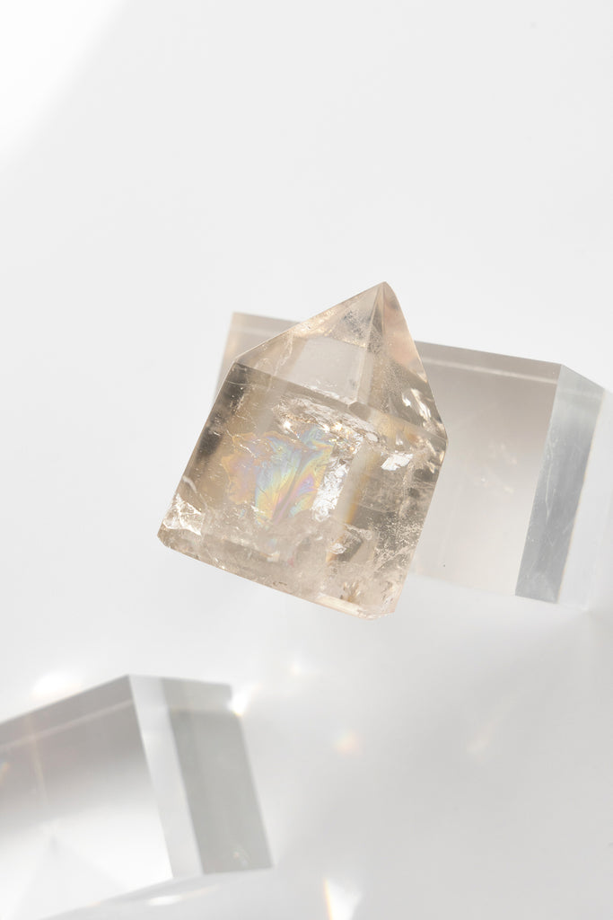 smokey quartz point rainbow